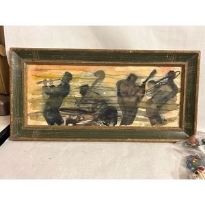 Vintage jazz quartet pastel/watercolor painting 1940’s Abe Kroll